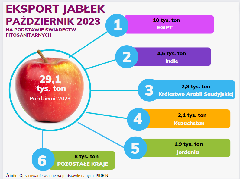 Eksport jabłek w październiku 2023 — do jakich krajów?